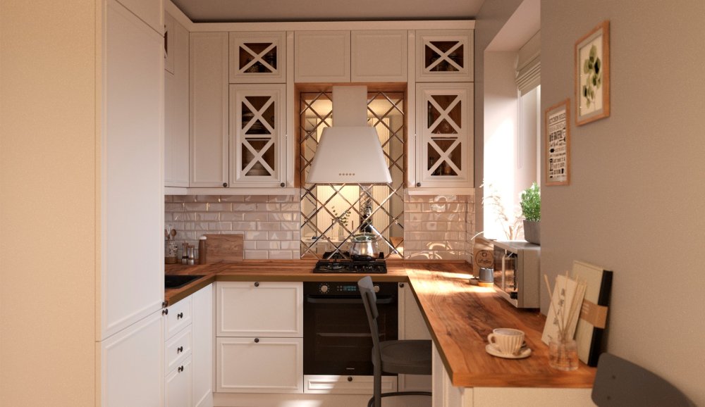 Неоклассическая белоснежная кухня