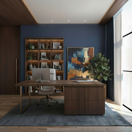 Кабинет с мебелью под дерево