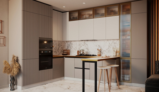 Современная П-образная кухня