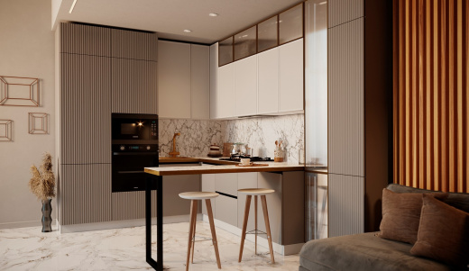 Современная П-образная кухня